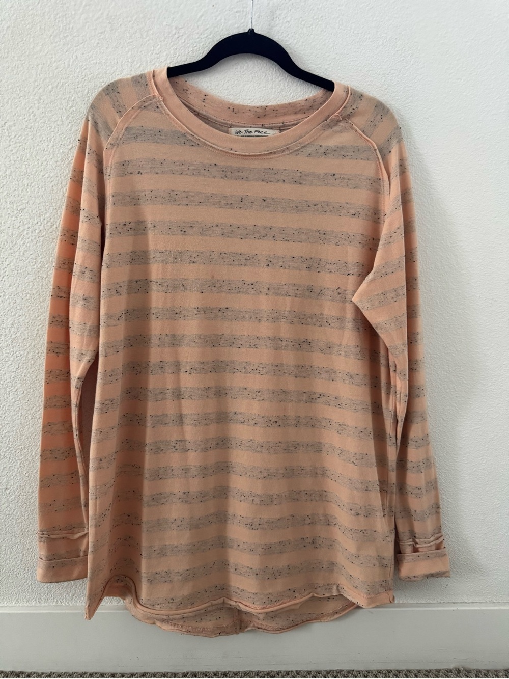 Free People We The Free long-sleeve peach and gray striped top